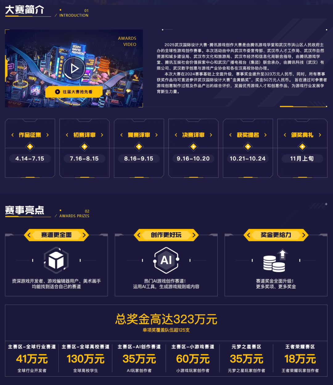 2025武汉国际设计大赛 腾讯游戏创作大赛 十周年 323万奖金池 腾讯游戏学堂 全球高校赛道 行业赛道 AI创作赛道 小游戏赛道 元梦之星赛区 王者荣耀美术_2025中国游戏新锐奖颁奖专题